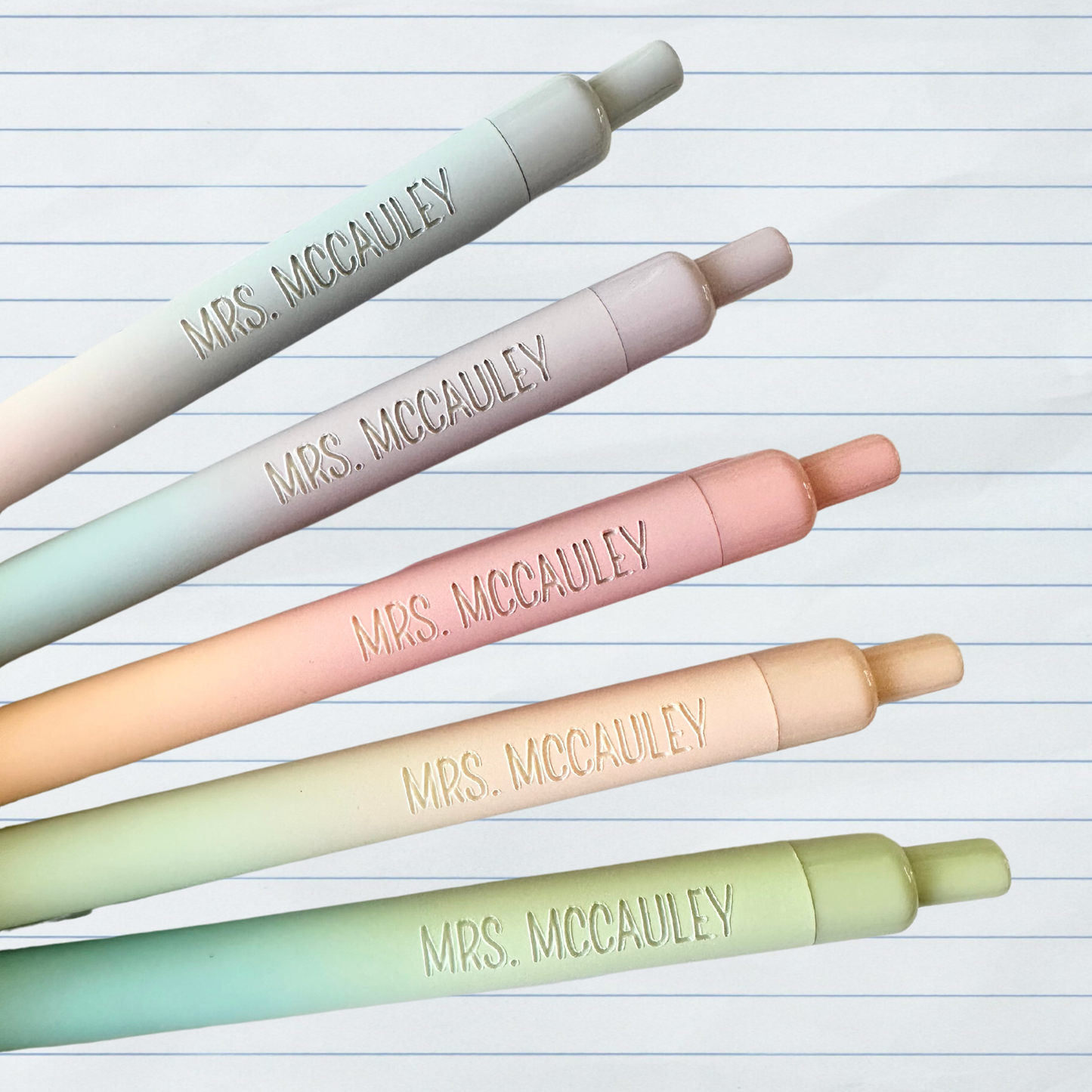Custom Engraved Gradient Multicolor Ink Gel Pens - Set of 5
