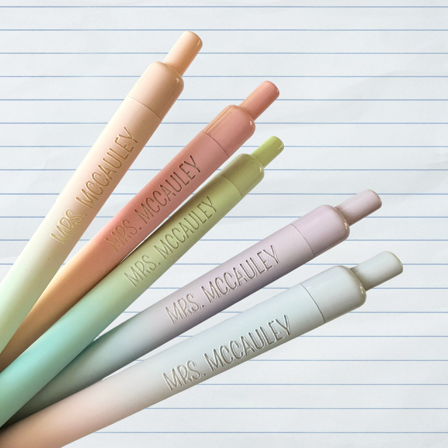 Custom Engraved Gradient Multicolor Ink Gel Pens - Set of 5