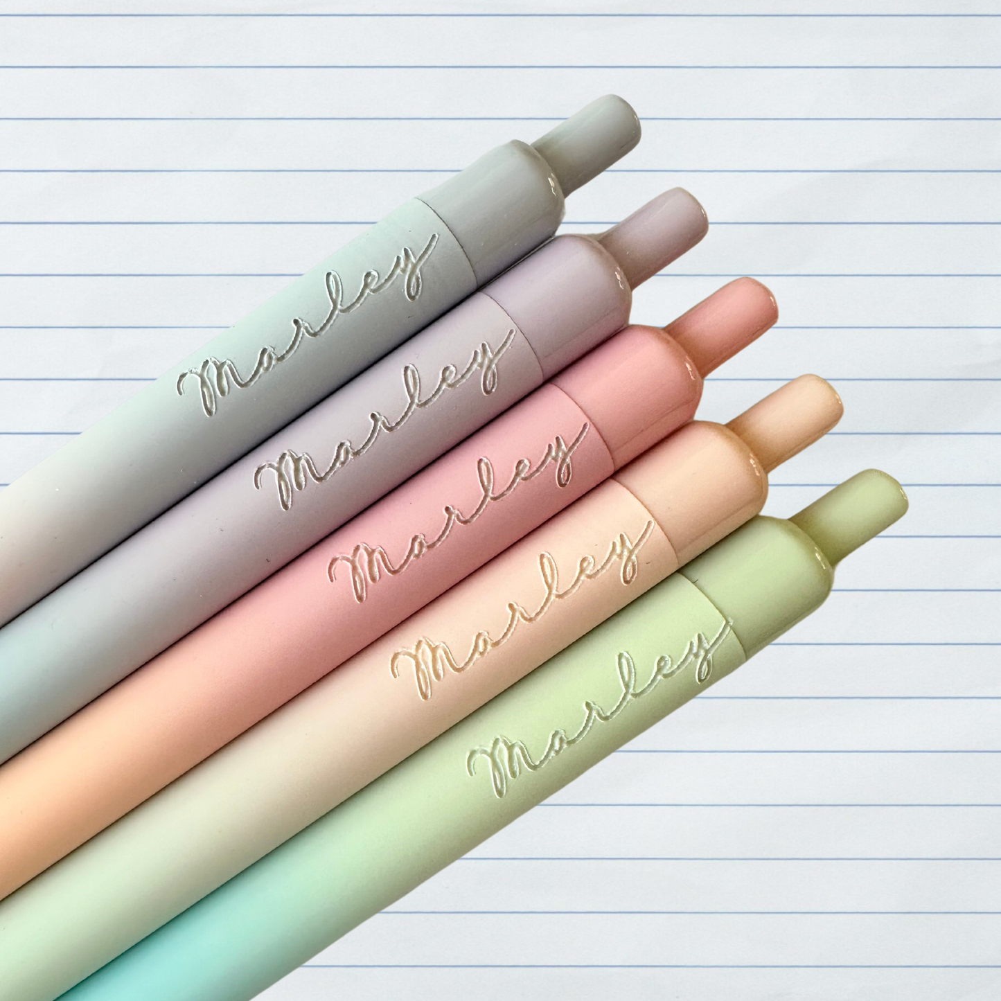 Custom Engraved Gradient Multicolor Ink Gel Pens - Set of 5