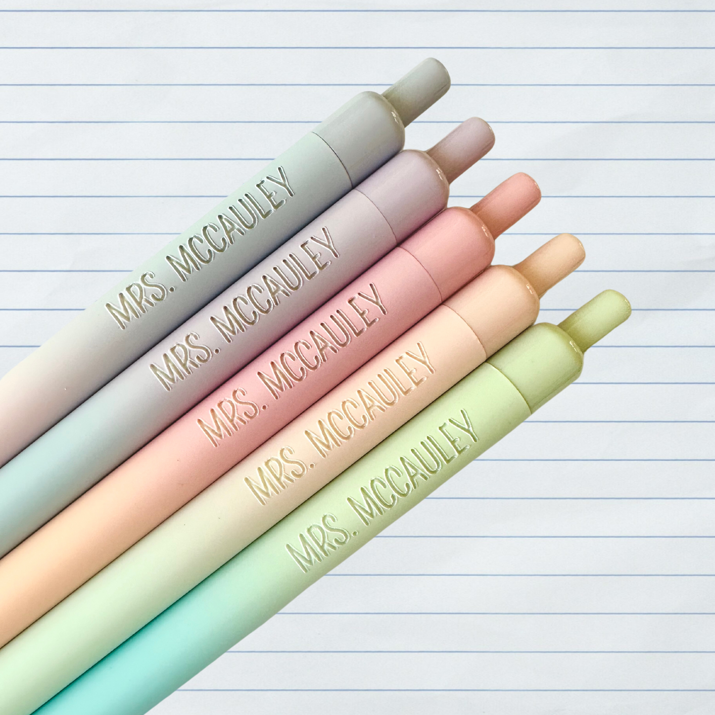 Custom Engraved Gradient Multicolor Ink Gel Pens - Set of 5