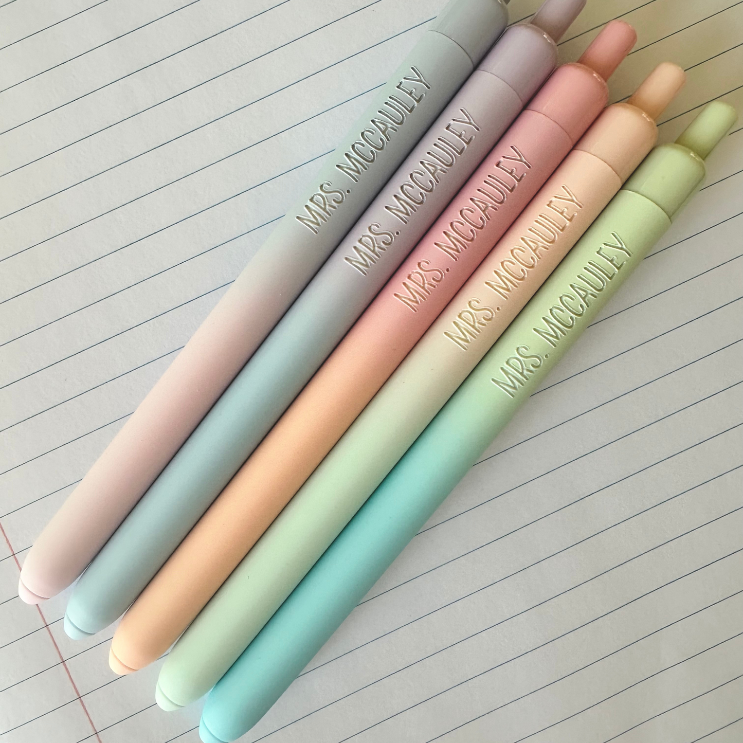 Custom Engraved Gradient Multicolor Ink Gel Pens - Set of 5
