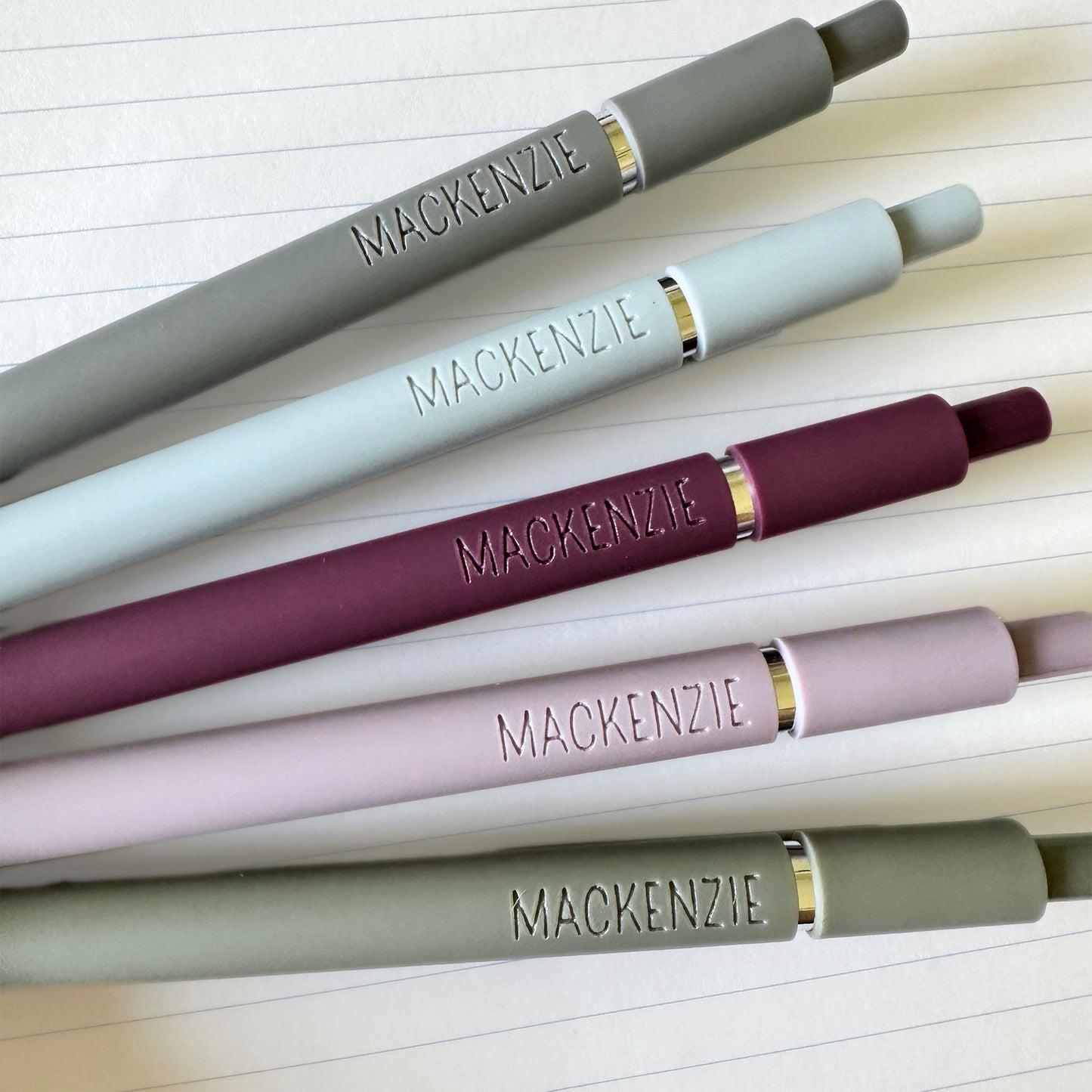 Custom Engraved Soft Touch Gel Pens - Set of 5