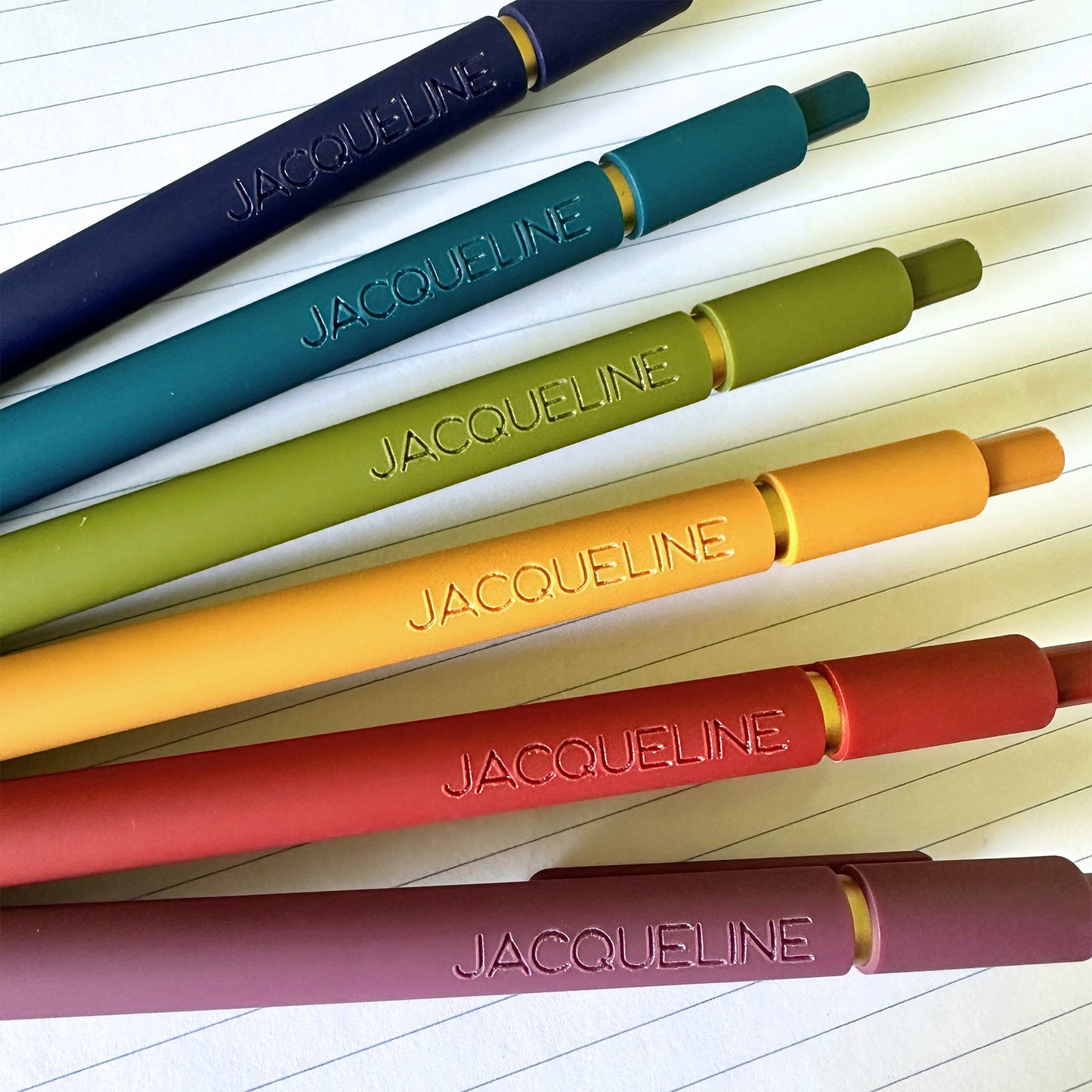Custom Engraved Soft Touch Gel Pens - Set of 6