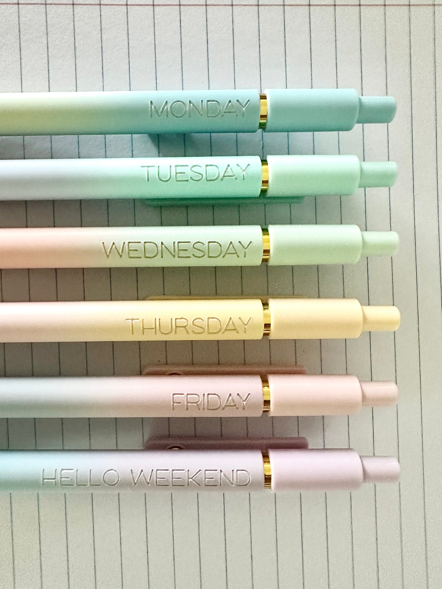 6-Pen Gift Set | Monday-Friday + Hello Weekend Engraved Soft Touch Gel Pens