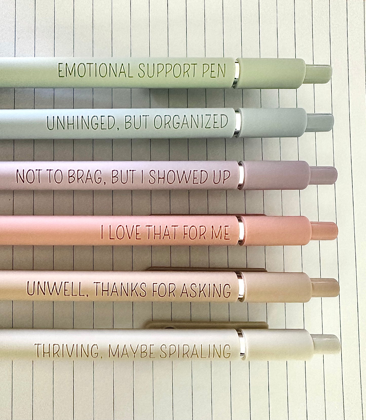 6-Pen Gift Set | Unhinged But High-Functioning Soft-Touch Gel Pens