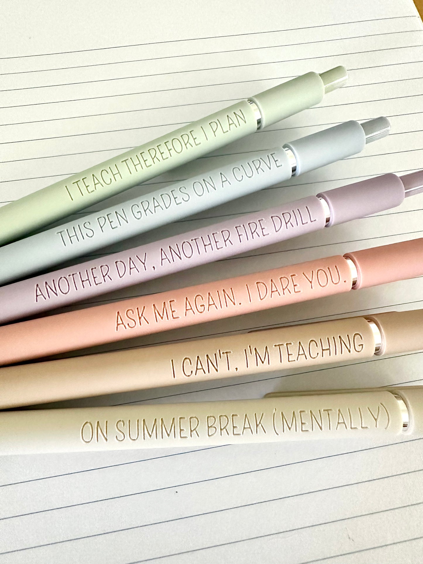 6 Pen Gift Set|Teacher Life Essentials Engraved Soft Touch Gel Pens
