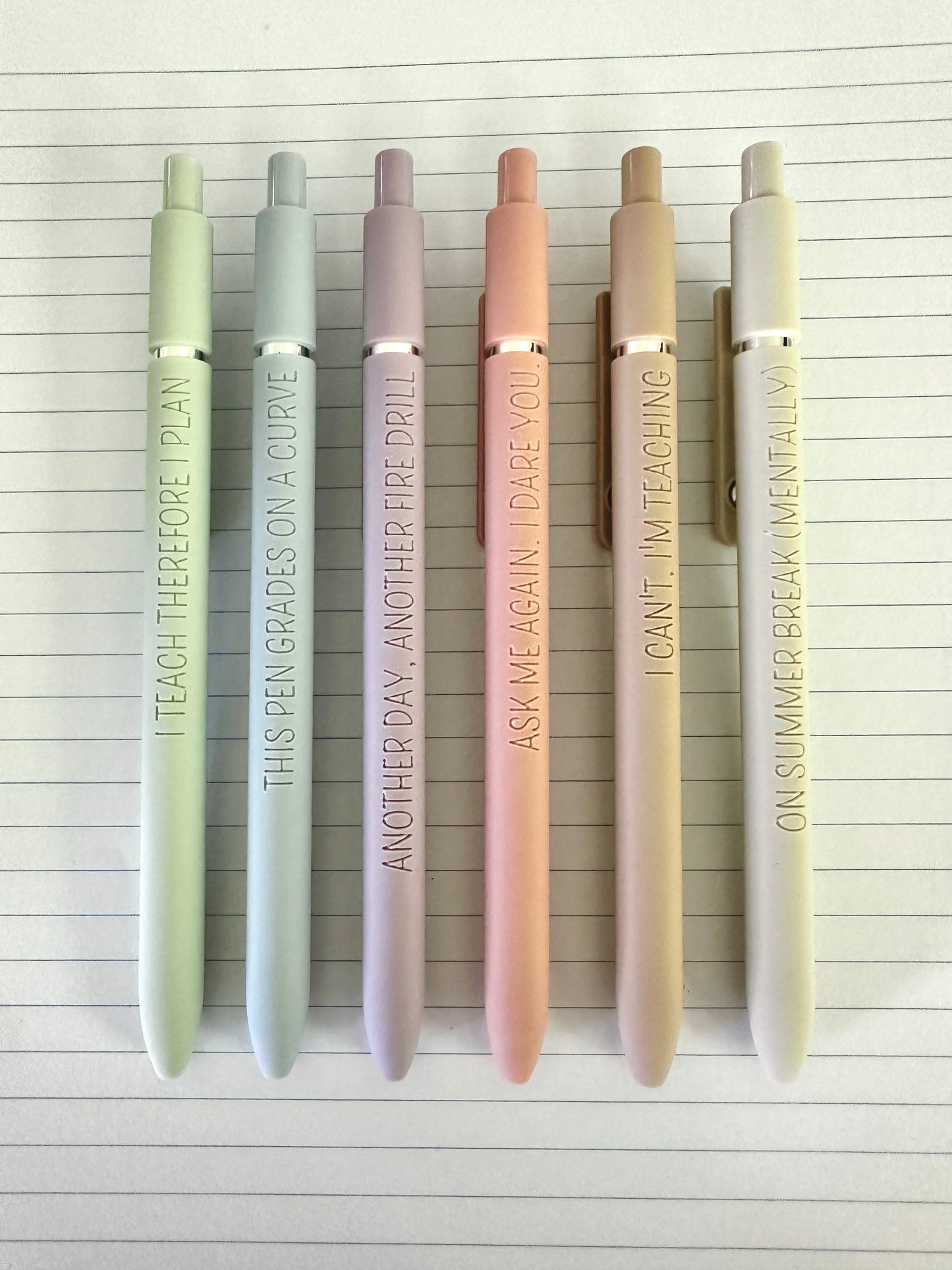6 Pen Gift Set|Teacher Life Essentials Engraved Soft Touch Gel Pens
