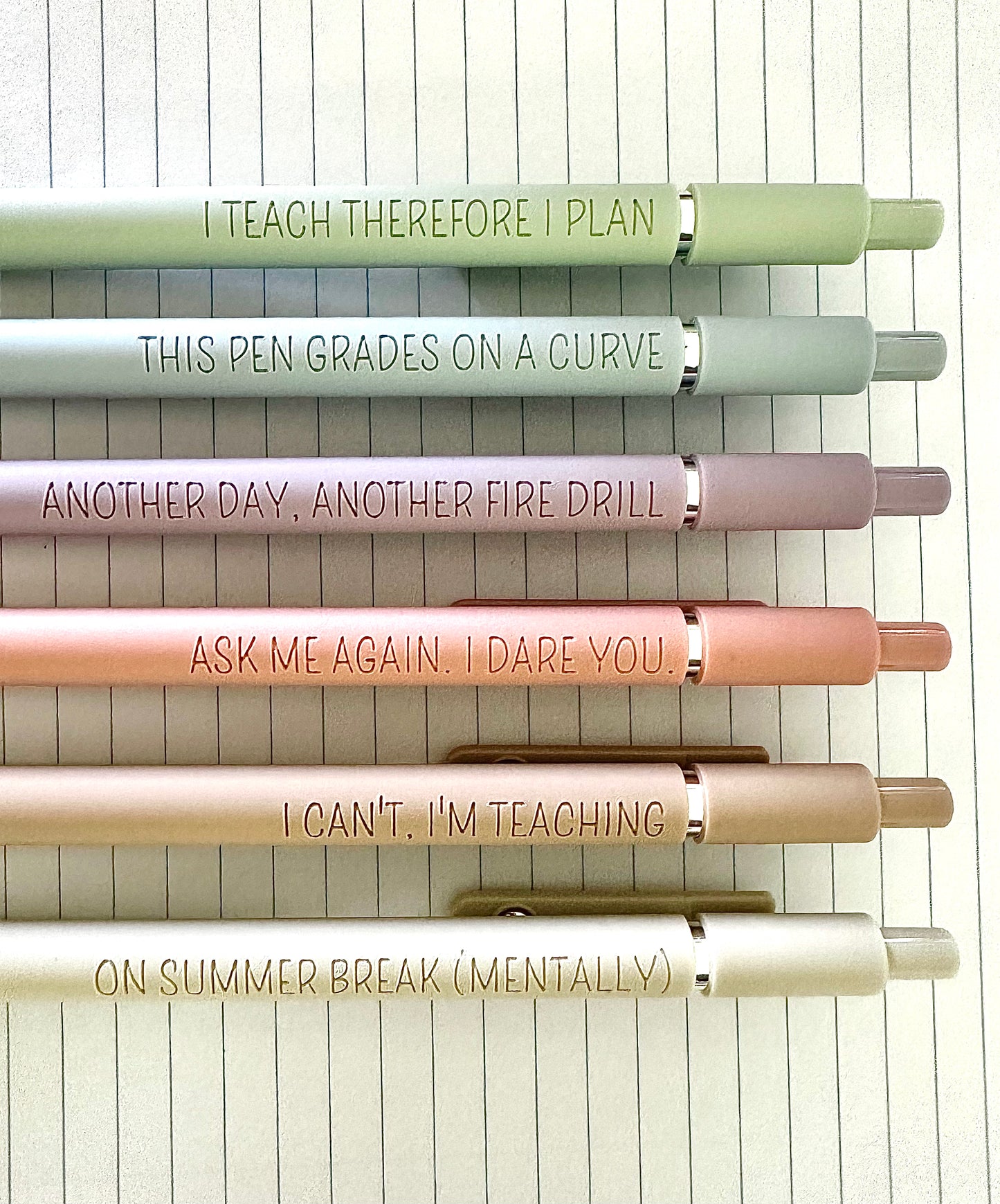 6 Pen Gift Set|Teacher Life Essentials Engraved Soft Touch Gel Pens