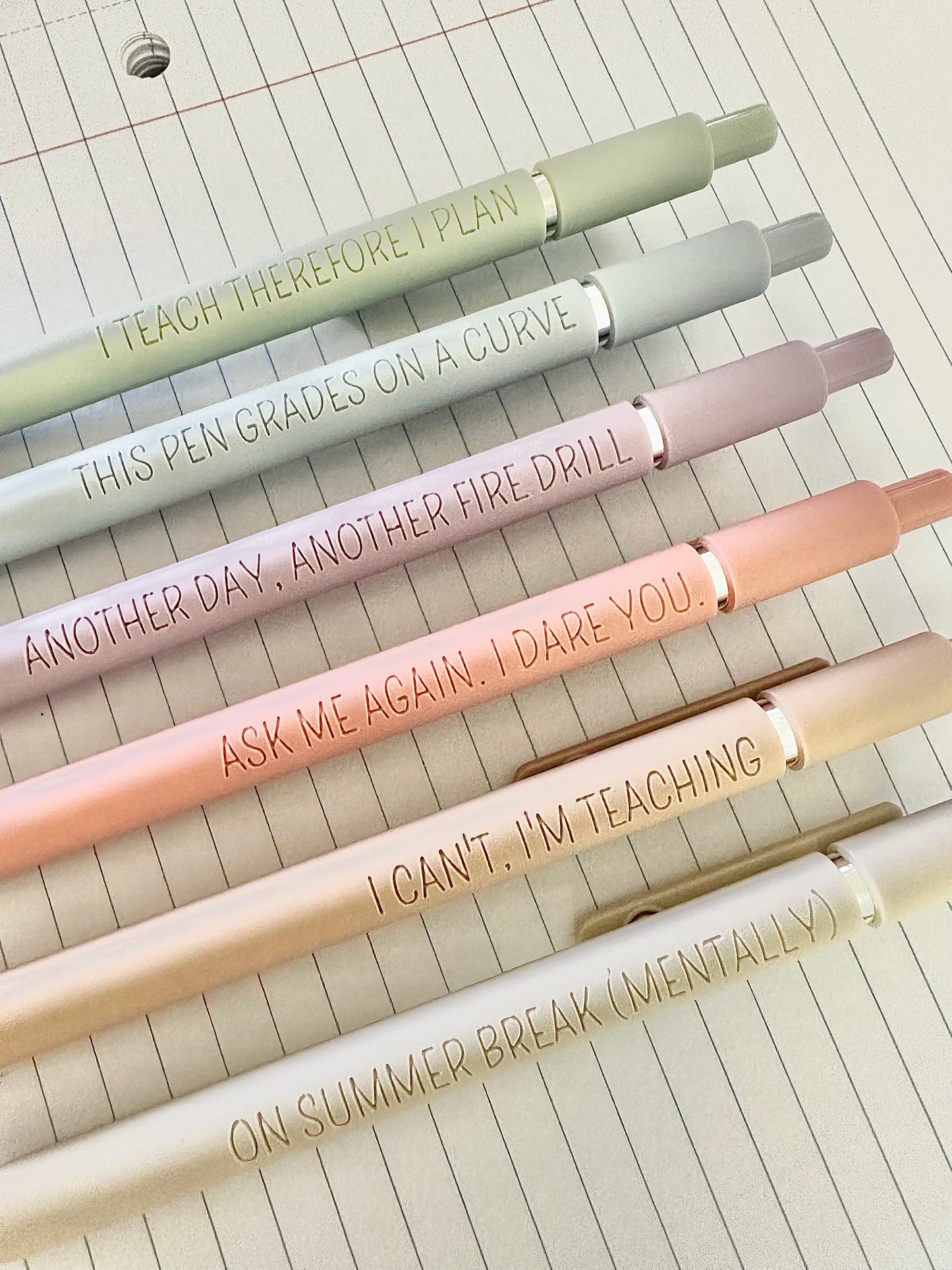 6 Pen Gift Set|Teacher Life Essentials Engraved Soft Touch Gel Pens