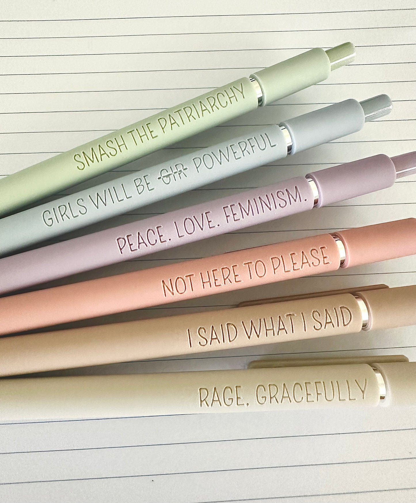 6-Pen Gift Set | Feminist Fuel Soft-Touch Gel Pens