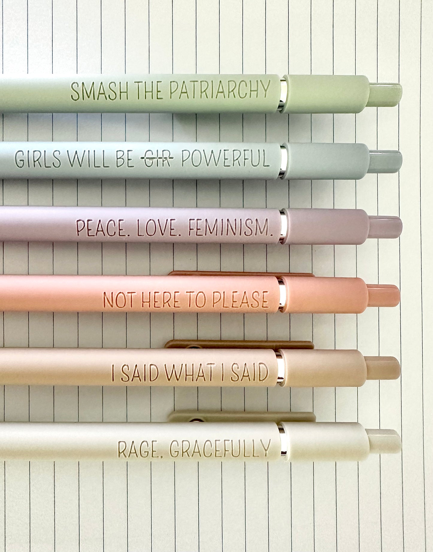 6-Pen Gift Set | Feminist Fuel Soft-Touch Gel Pens