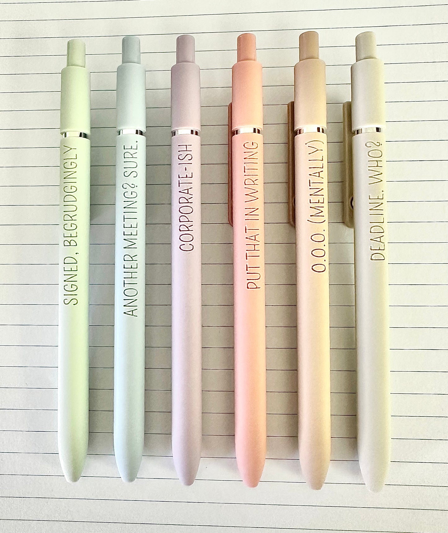 6-Pen Gift Set | Office Realness Soft-Touch Gel Pens for the Professionally Unwell