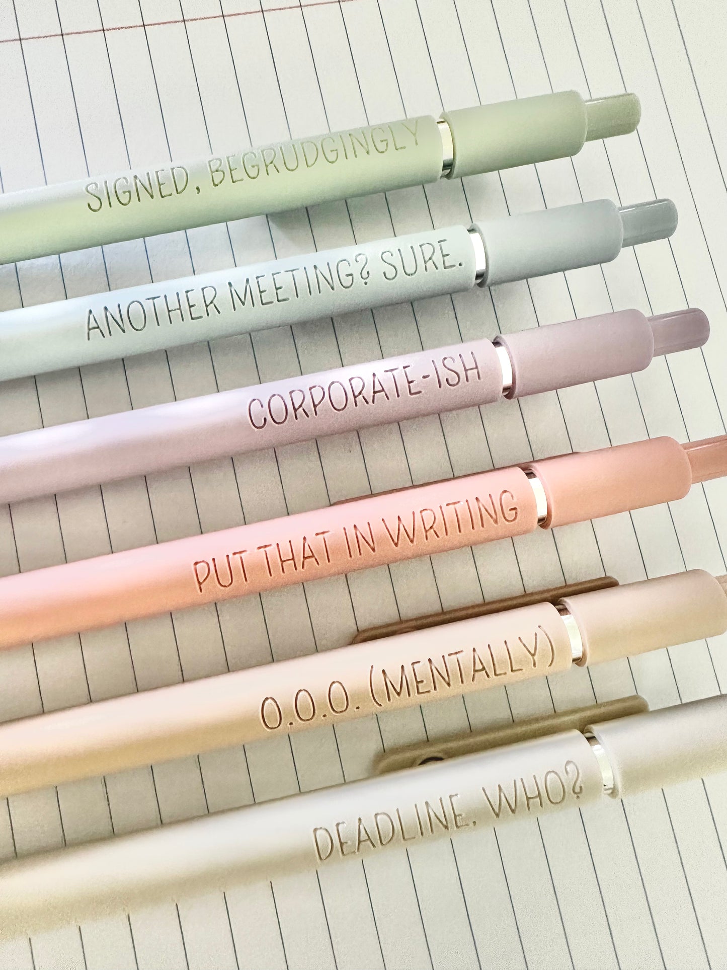 6-Pen Gift Set | Office Realness Soft-Touch Gel Pens for the Professionally Unwell
