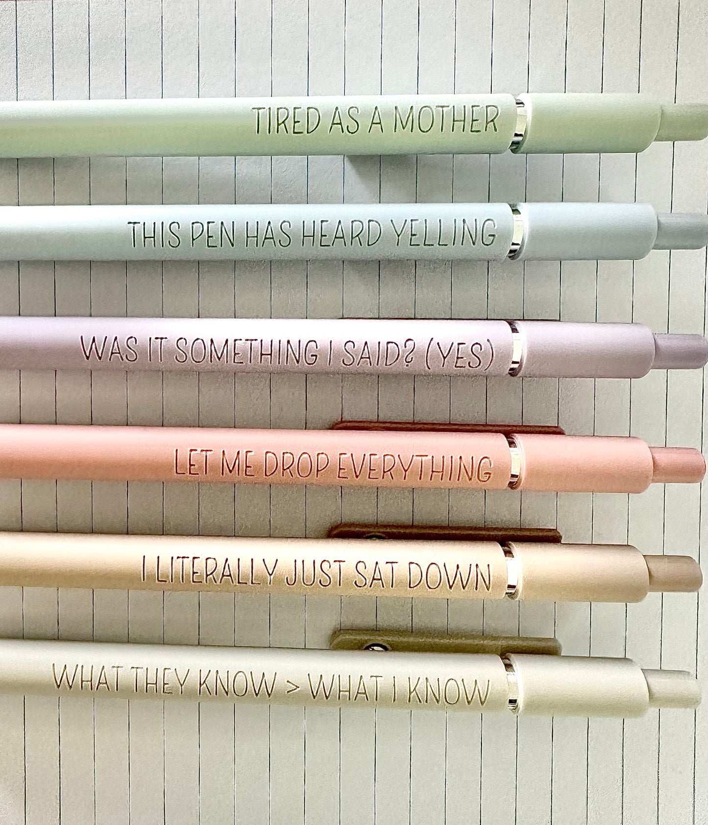 6 Pen Gift Set|Manic Motherhood Engraved Soft Touch Pens