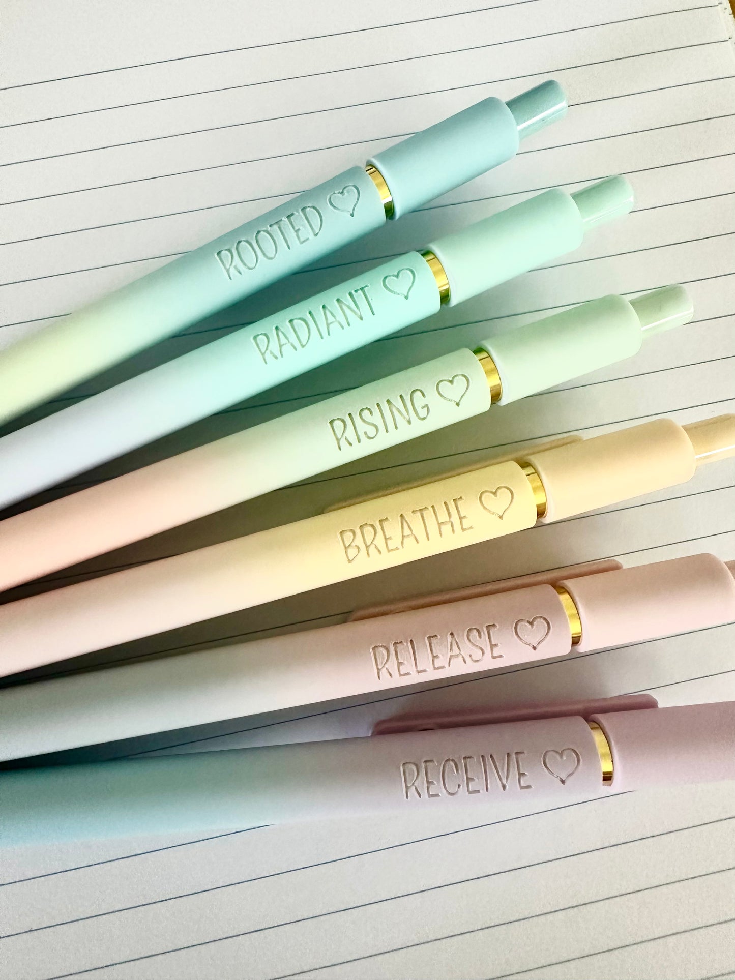 6-Pen Gift Set | Mindfulness & Intention Soft-Touch Gel Pens