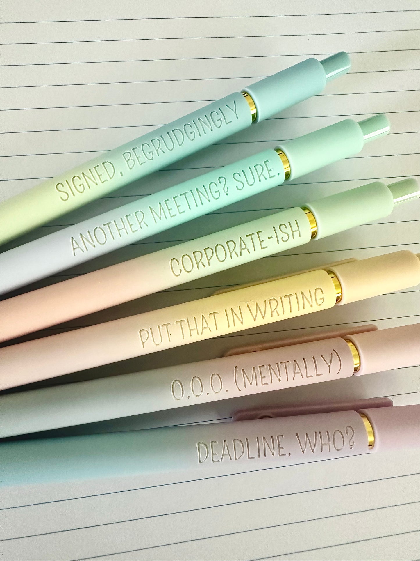 6-Pen Gift Set | Office Realness Soft-Touch Gel Pens for the Professionally Unwell