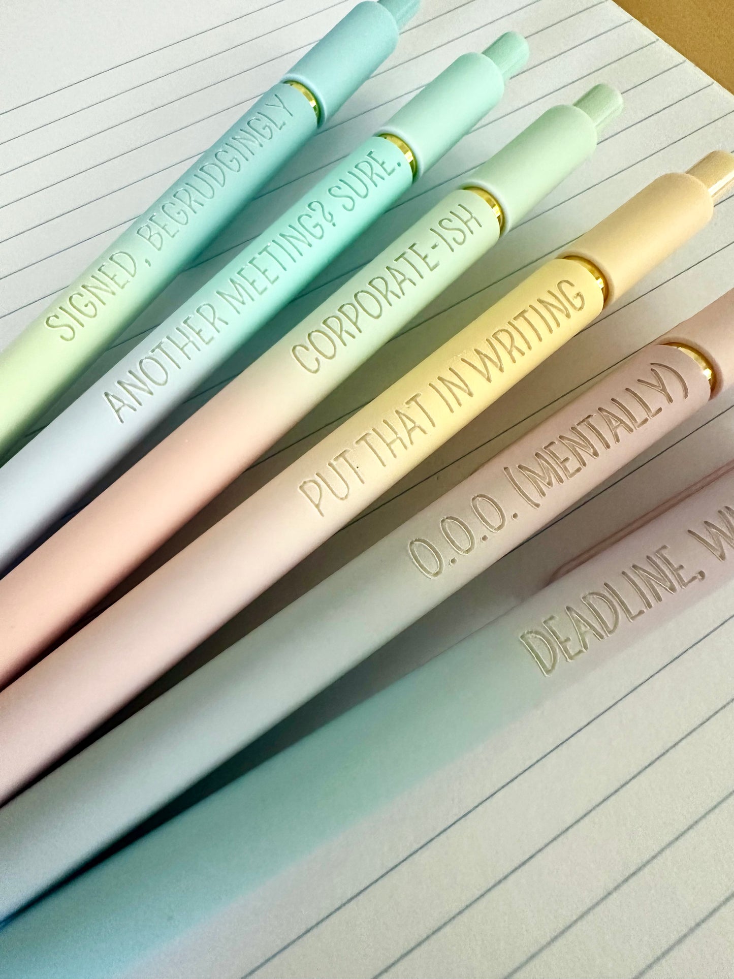 6-Pen Gift Set | Office Realness Soft-Touch Gel Pens for the Professionally Unwell