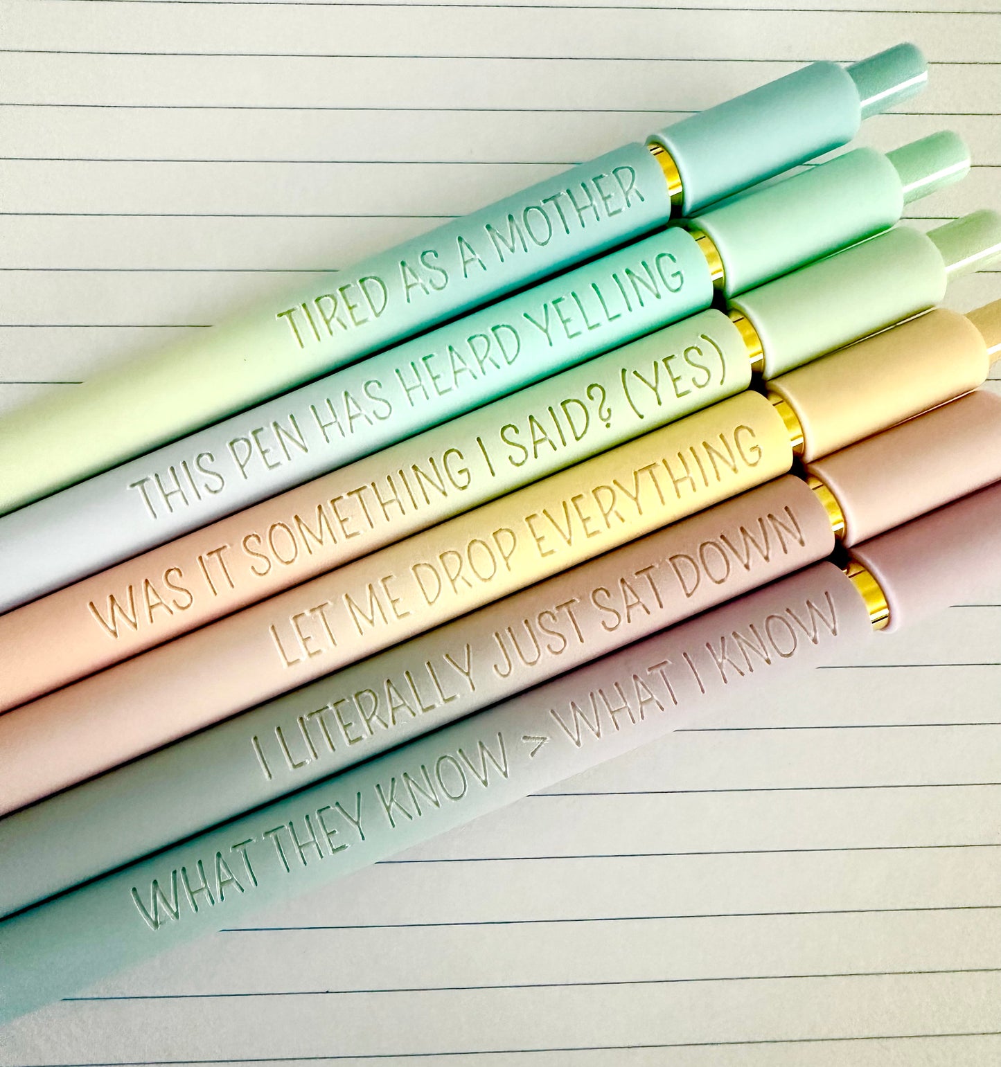 6 Pen Gift Set|Manic Motherhood Engraved Soft Touch Pens