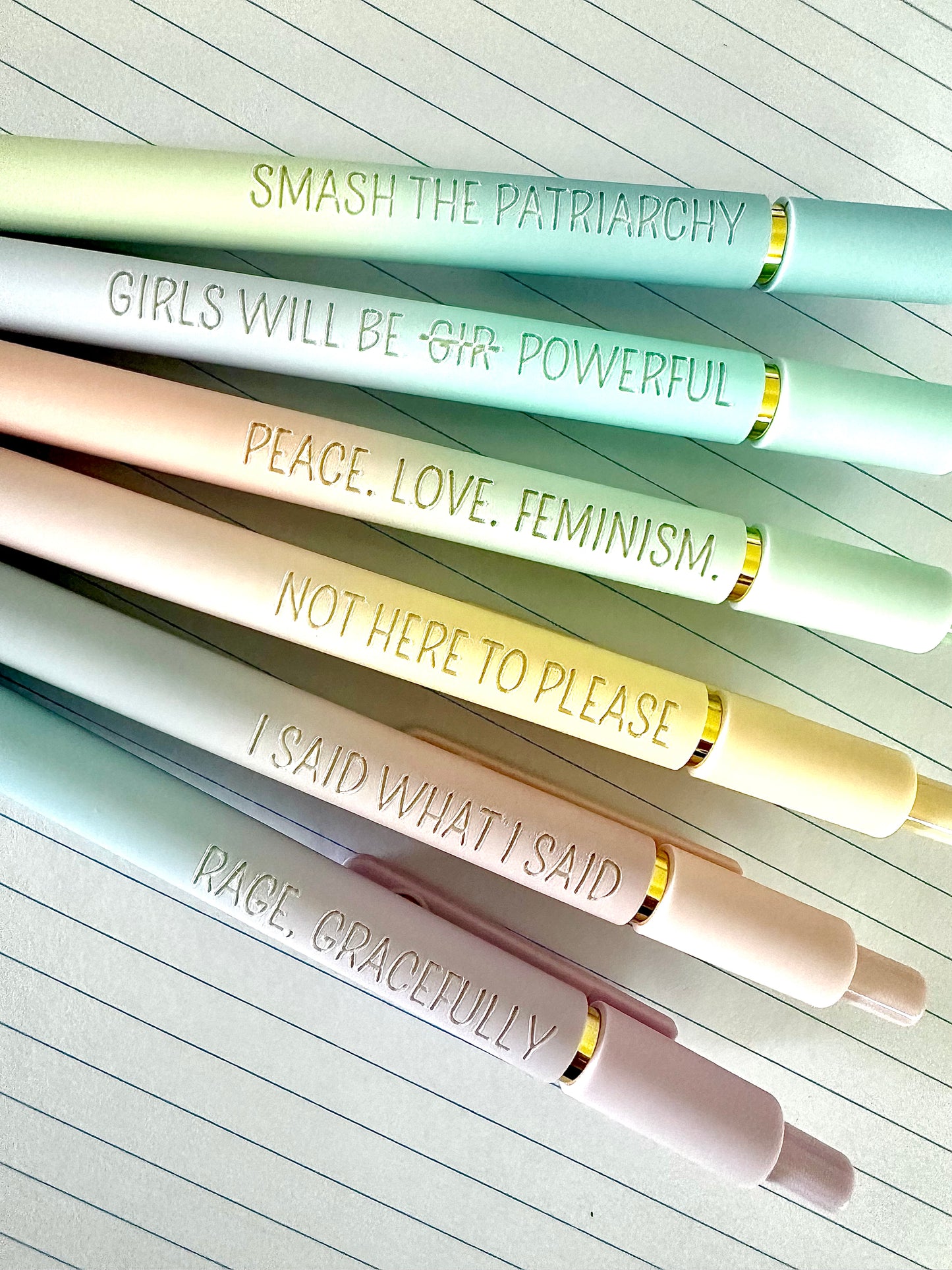6-Pen Gift Set | Feminist Fuel Soft-Touch Gel Pens