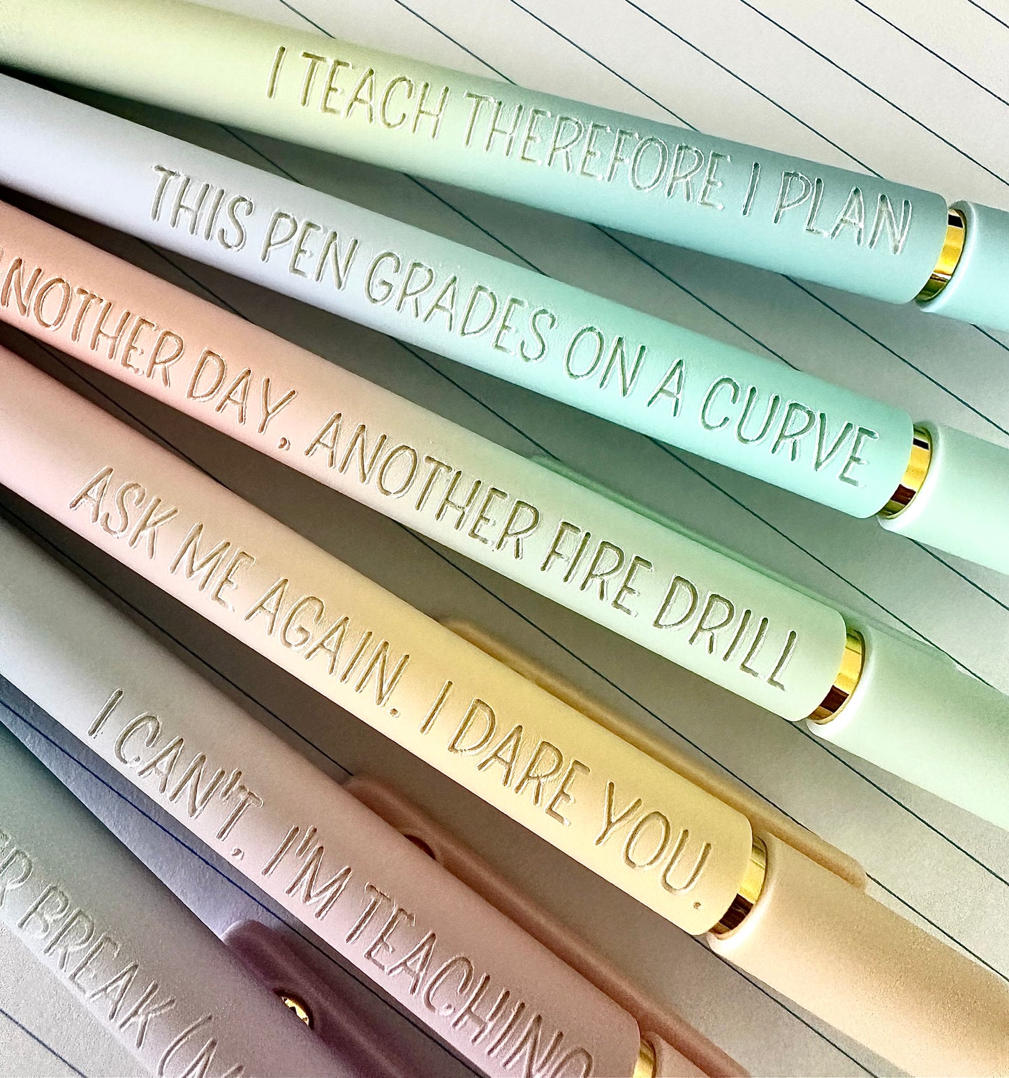 6 Pen Gift Set|Teacher Life Essentials Engraved Soft Touch Gel Pens