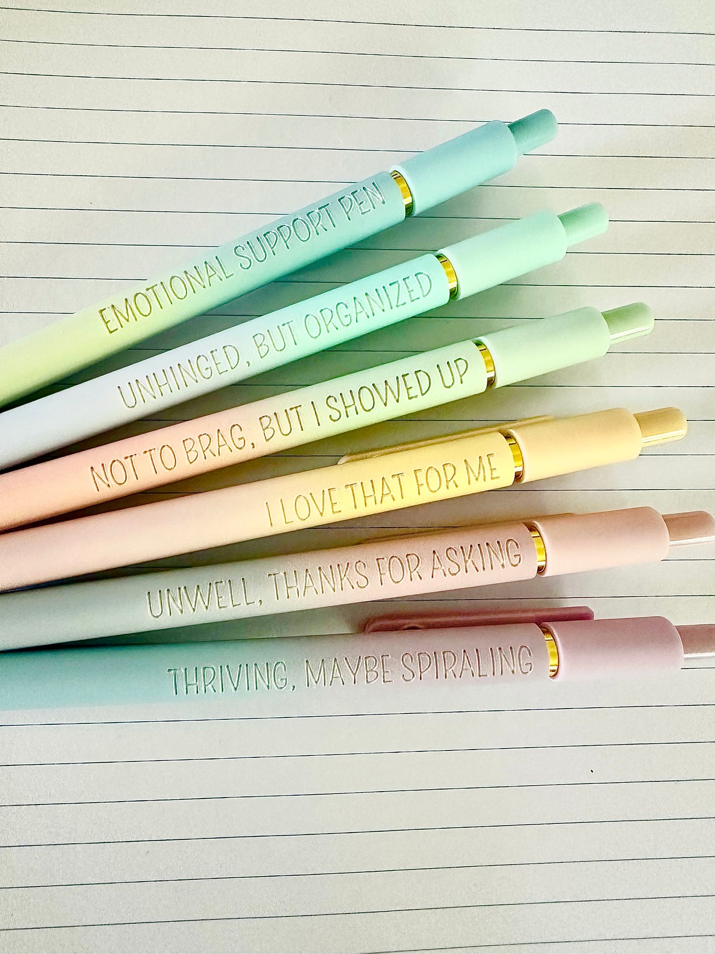 6-Pen Gift Set | Unhinged But High-Functioning Soft-Touch Gel Pens