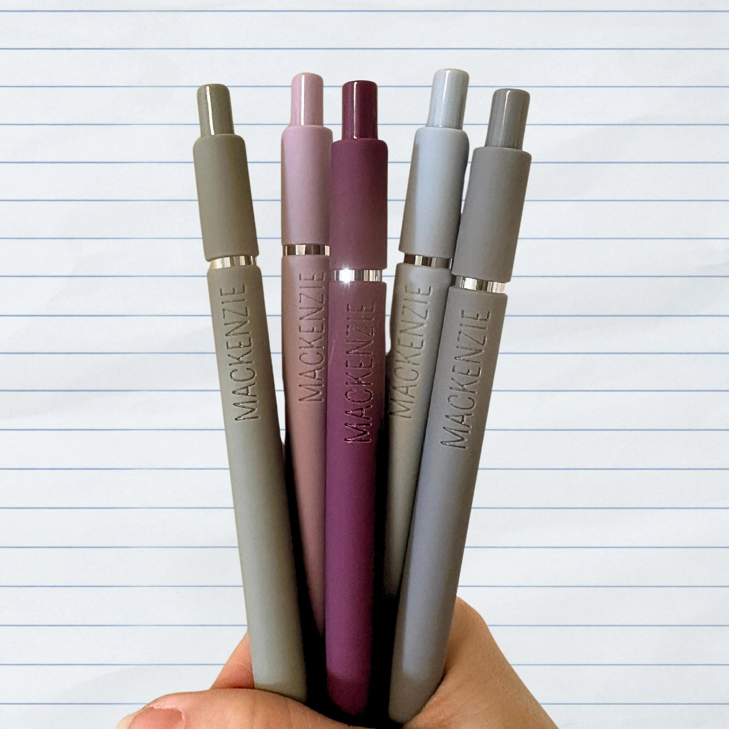 Custom Engraved Soft Touch Gel Pens - Set of 5