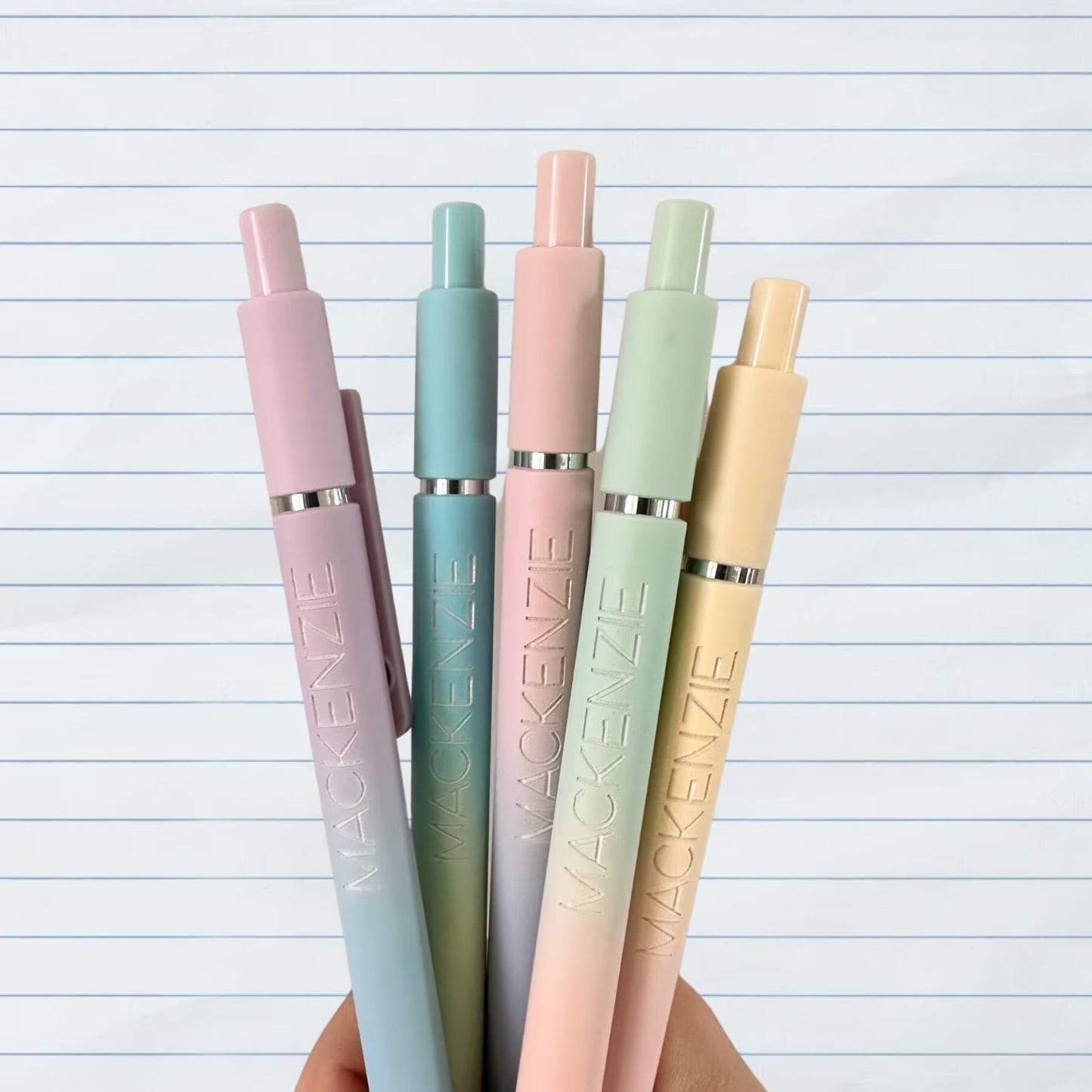 Custom Engraved Soft Touch Gel Pens - Set of 5