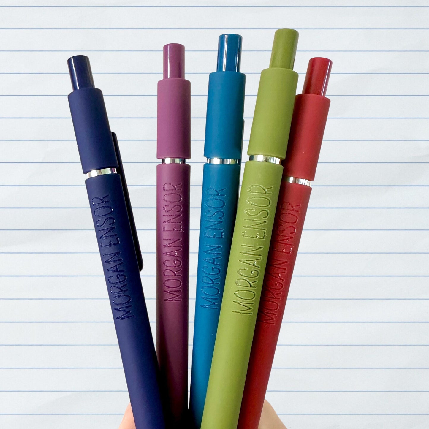 Custom Engraved Soft Touch Gel Pens - Set of 5