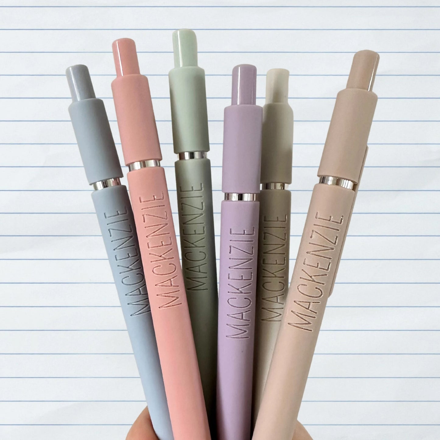 Custom Engraved Soft Touch Gel Pens - Set of 6