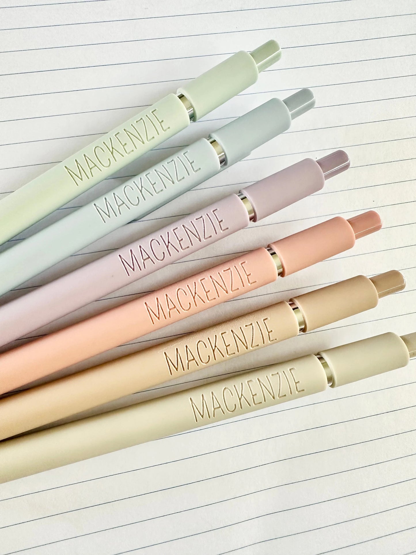Custom Engraved Soft Touch Gel Pens - Set of 6