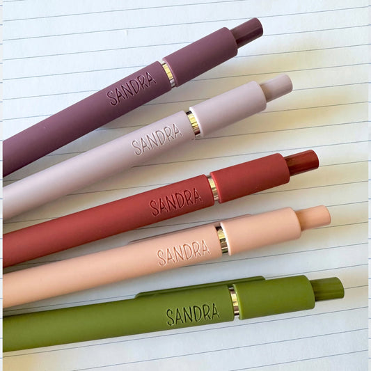 Custom Engraved Soft Touch Gel Pens - Set of 5