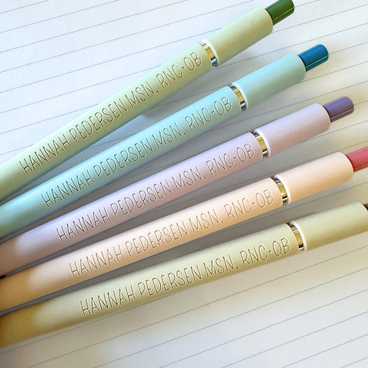 Custom Engraved Soft Touch Gel Pens - Set of 5
