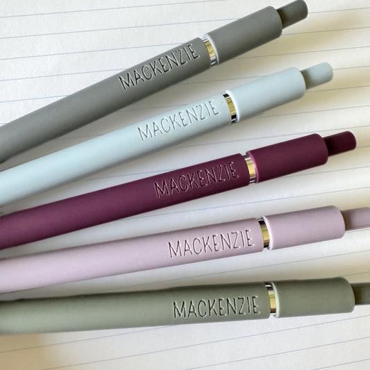 Custom Engraved Soft Touch Gel Pens - Set of 5