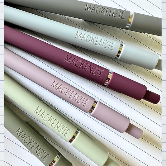 Custom Engraved Soft Touch Gel Pens - Set of 6