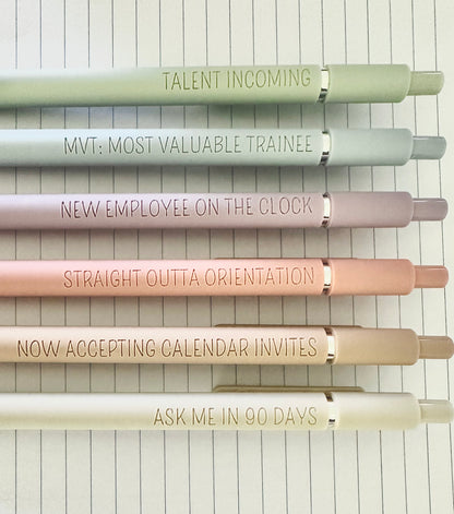 6-Pen Set | New Hire Starter Pack Soft-Touch Gel Pens