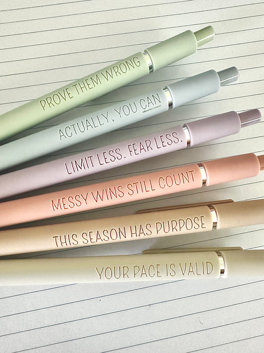 6-Pen Gift Set | Motivational Mantras Soft-Touch Gel Pens