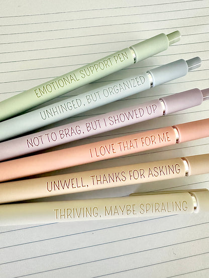 6-Pen Gift Set | Unhinged But High-Functioning Soft-Touch Gel Pens
