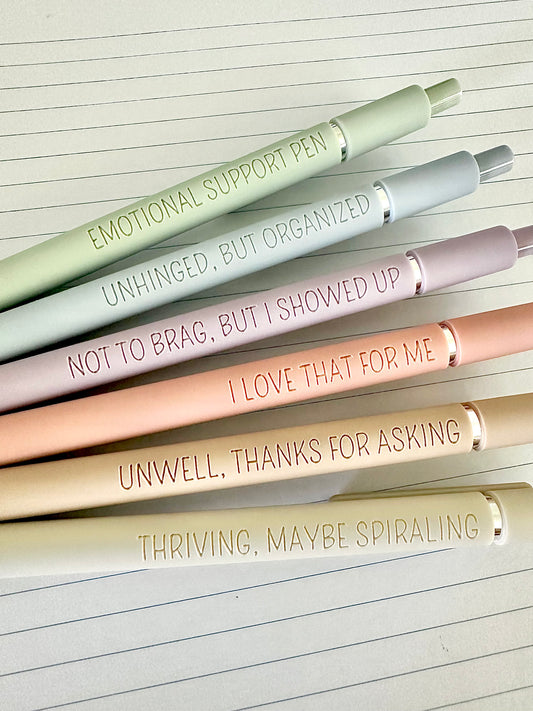 6-Pen Gift Set | Unhinged But High-Functioning Soft-Touch Gel Pens