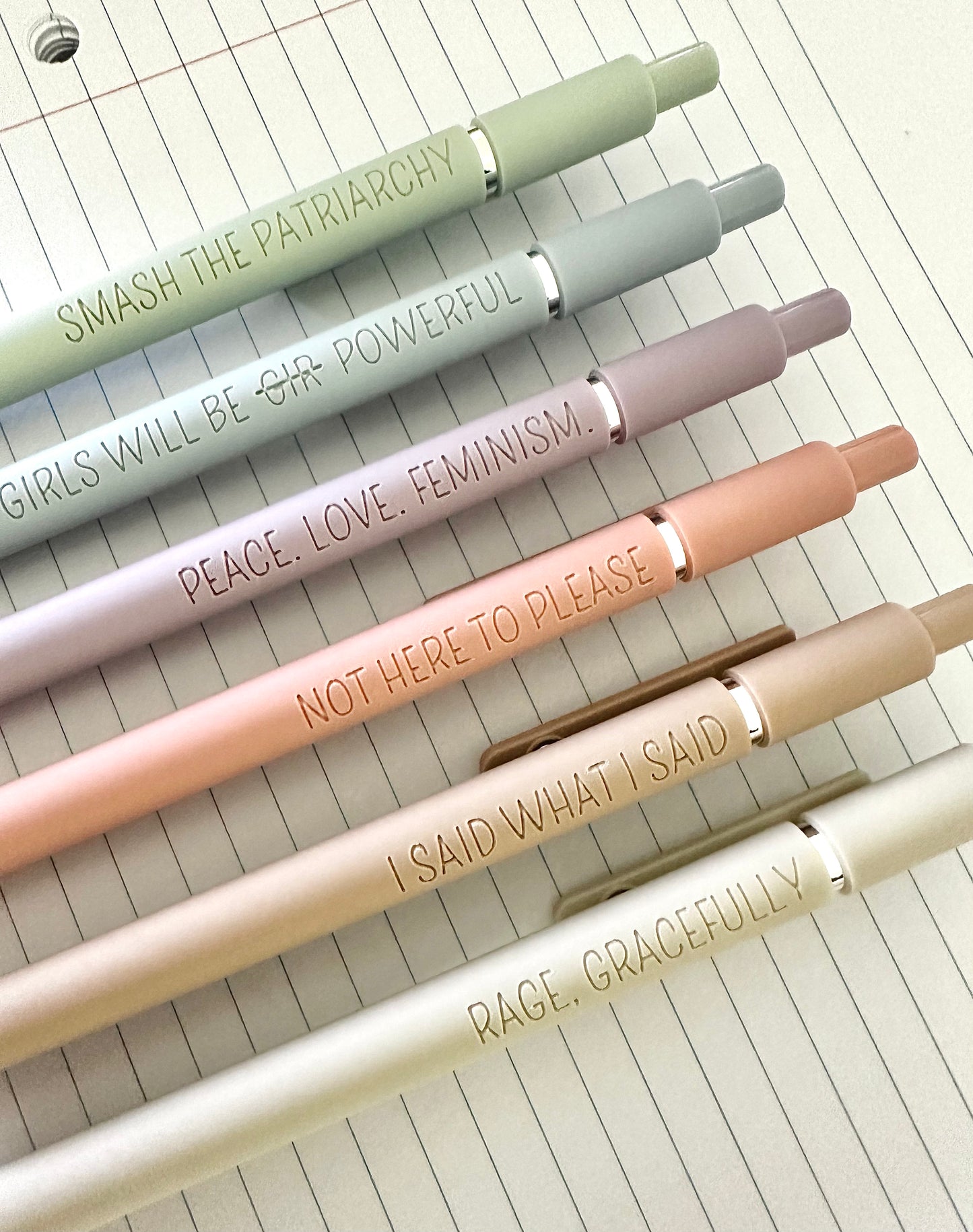 6-Pen Gift Set | Feminist Fuel Soft-Touch Gel Pens