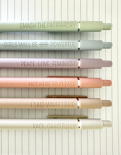 6-Pen Gift Set | Feminist Fuel Soft-Touch Gel Pens