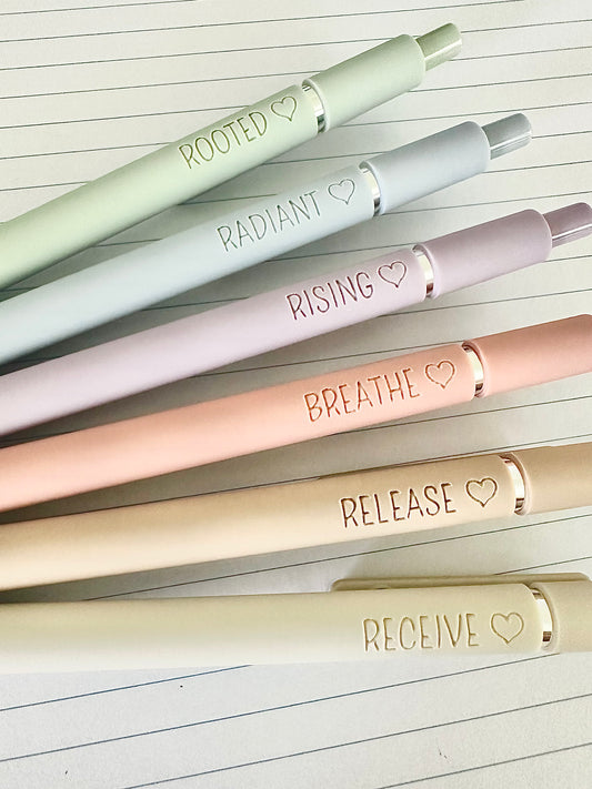 6-Pen Gift Set | Mindfulness & Intention Soft-Touch Gel Pens