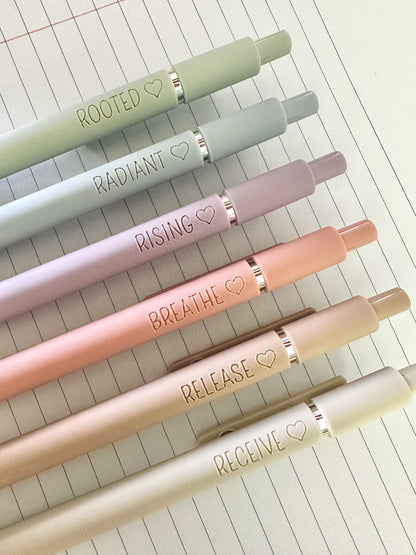 6-Pen Gift Set | Mindfulness & Intention Soft-Touch Gel Pens