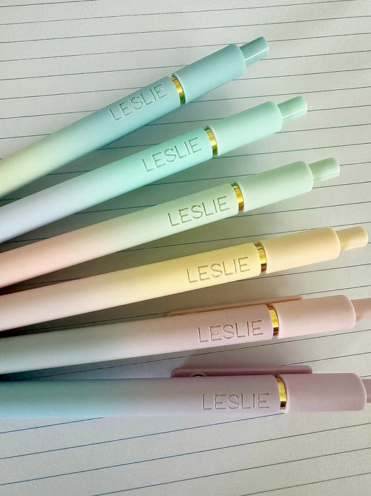 Custom Engraved Soft Touch Gel Pens - Set of 6