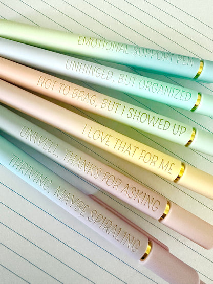 6-Pen Gift Set | Unhinged But High-Functioning Soft-Touch Gel Pens