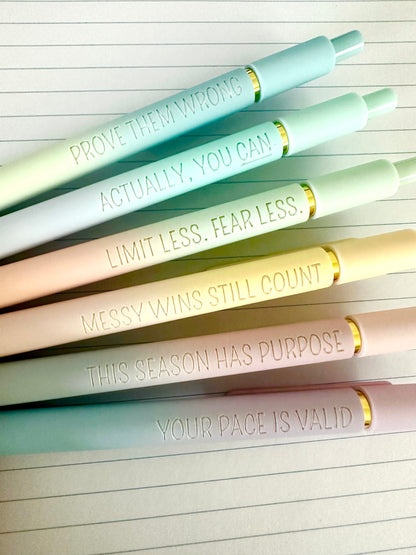 6-Pen Gift Set | Motivational Mantras Soft-Touch Gel Pens