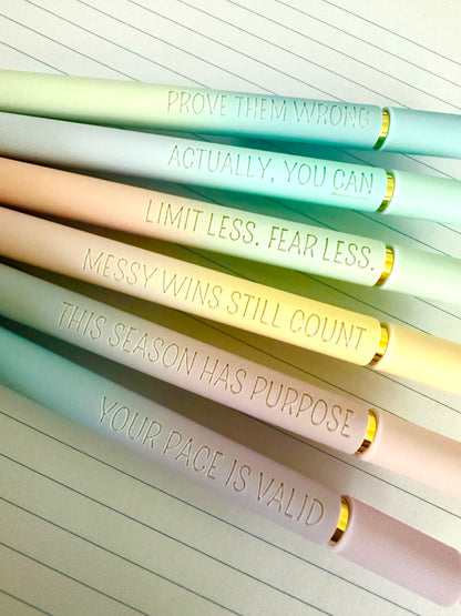 6-Pen Gift Set | Motivational Mantras Soft-Touch Gel Pens