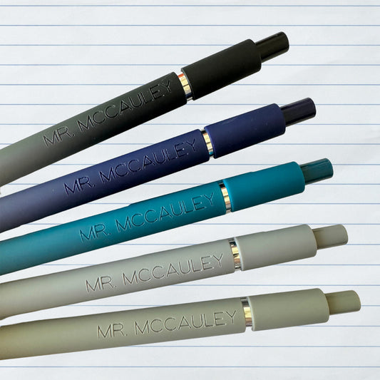 Custom Engraved Soft Touch Gel Pens - Set of 5