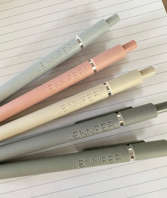 Custom Engraved Soft Touch Gel Pens - Set of 5