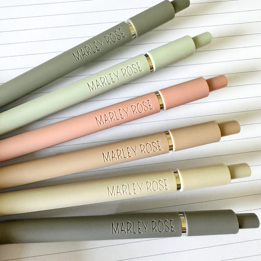 Custom Engraved Soft Touch Gel Pens - Set of 6