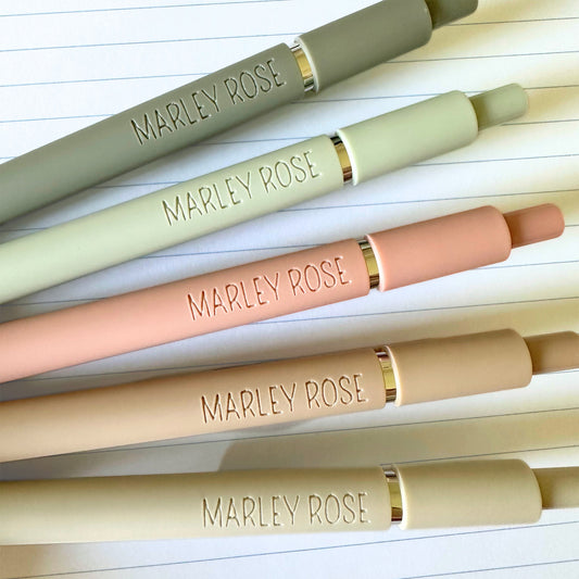 Custom Engraved Soft Touch Gel Pens - Set of 5